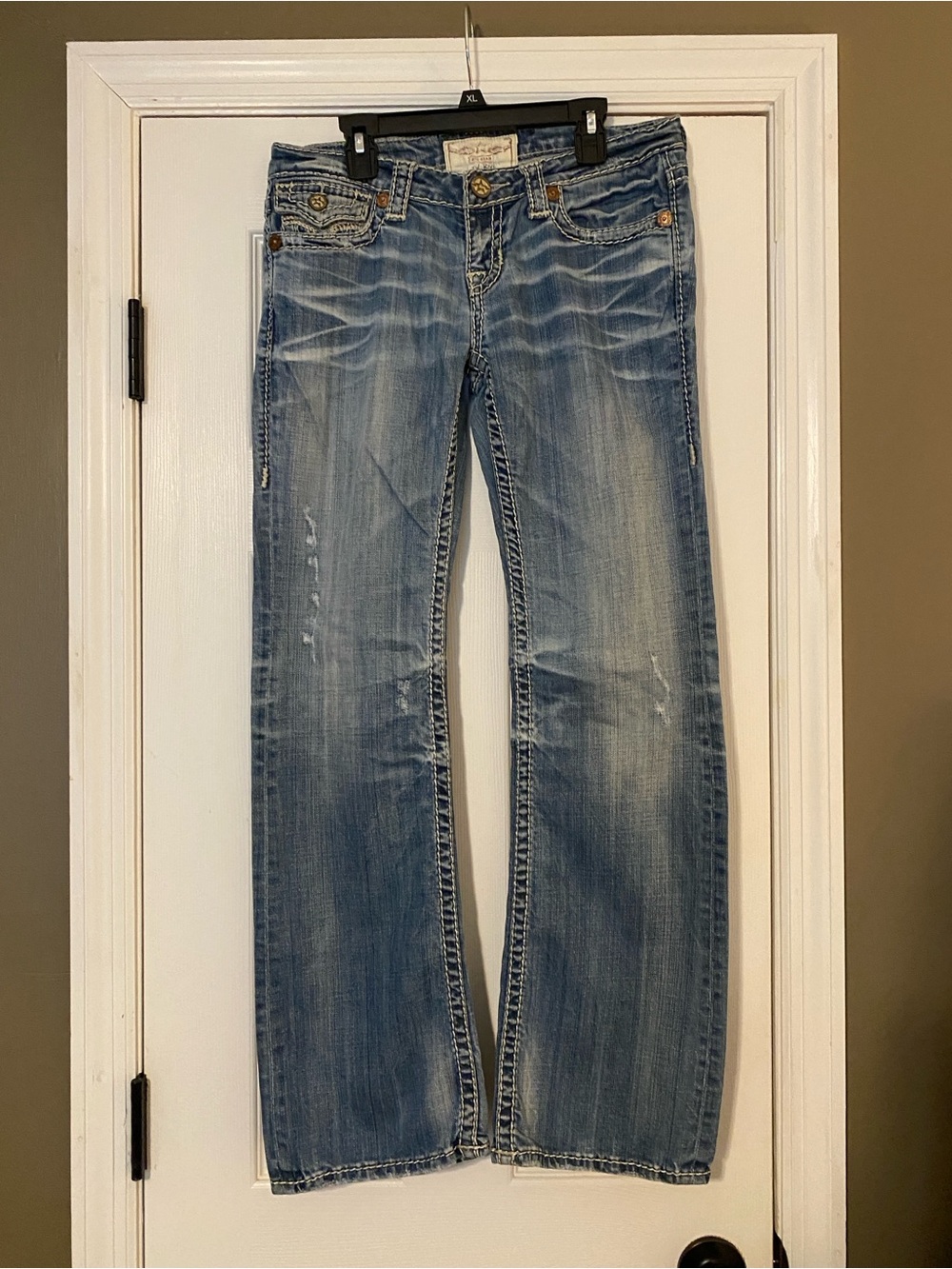 Big Star - Liv Boot Faded Straight-Leg Blue Jeans - Womens size 28R